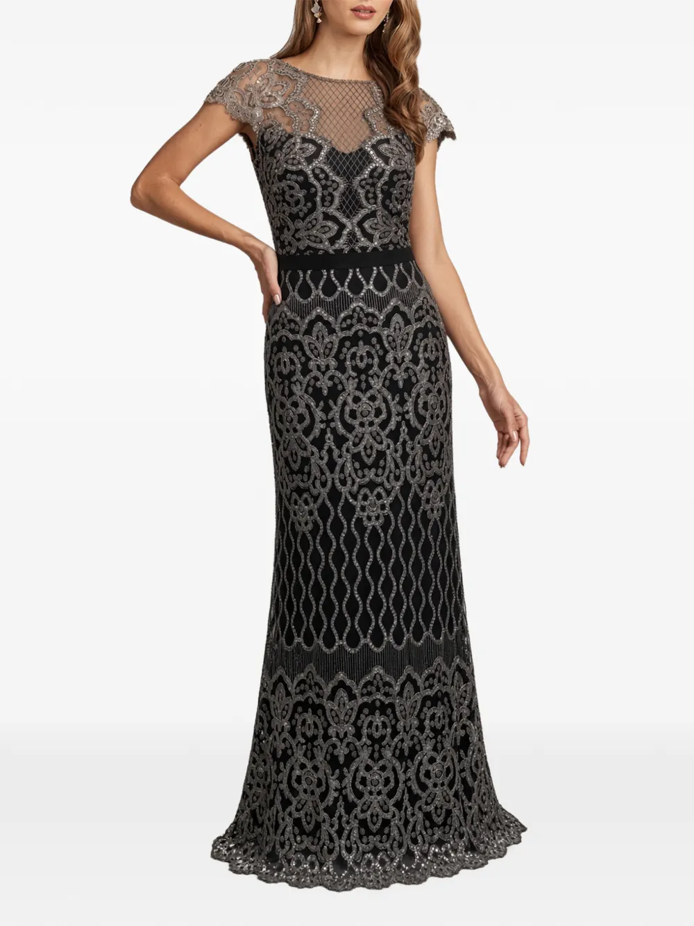 Tadashi Shoji Miranda sequin-embellished lace gown Zwart