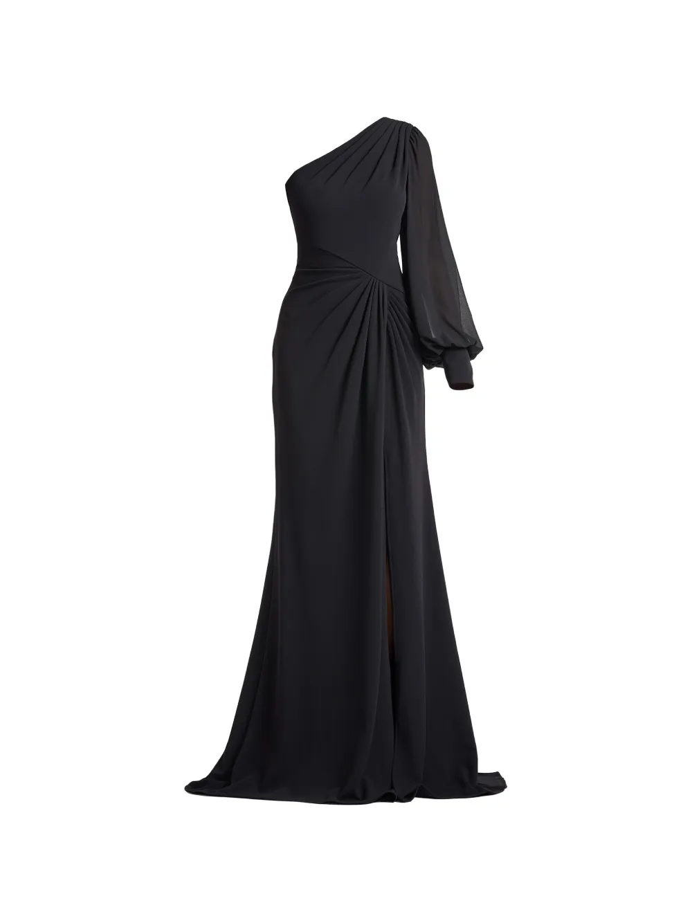 Tadashi Shoji one-shoulder draped gown - Black