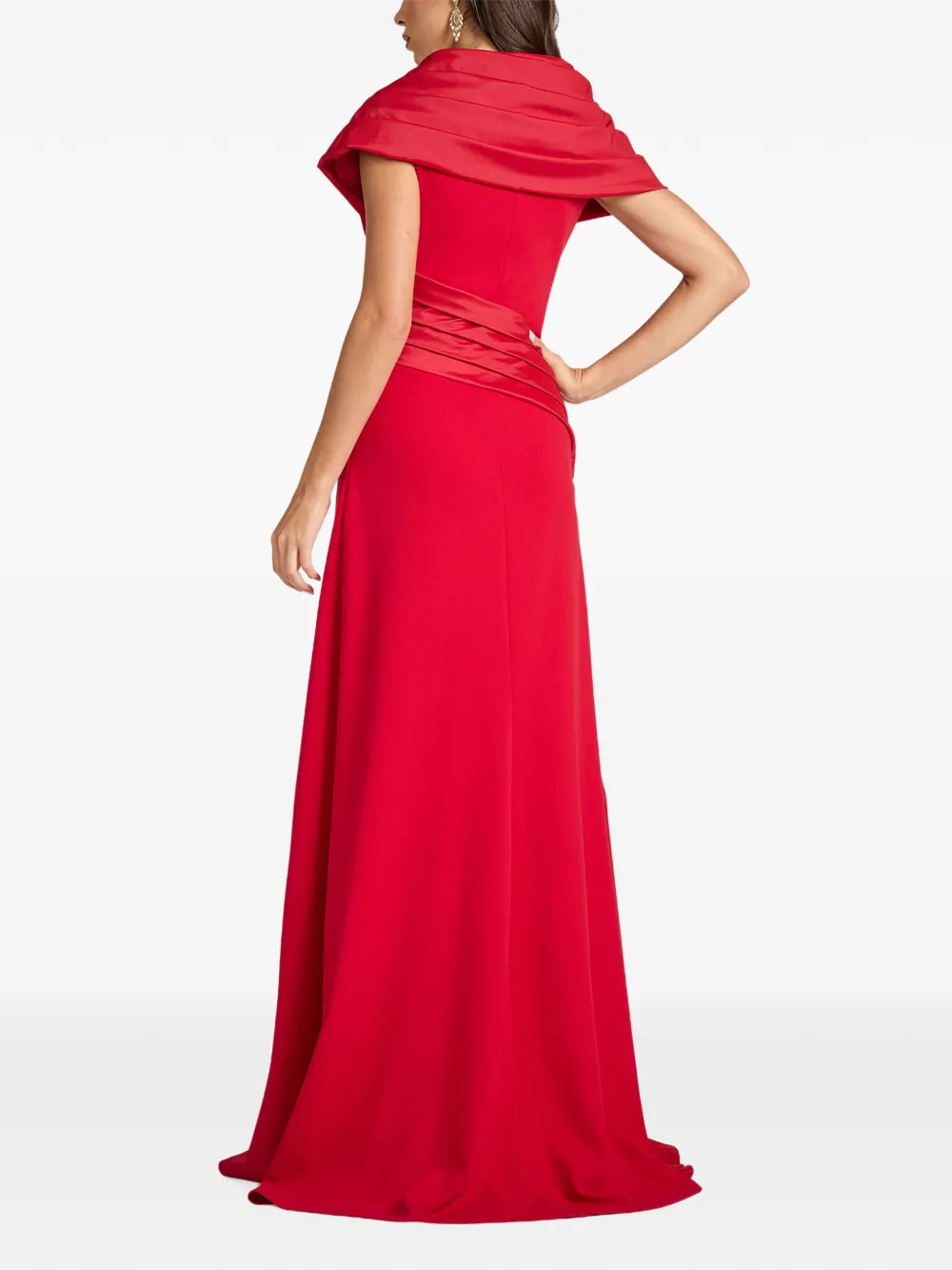 Tadashi Shoji pleated off-shoulder maxi dress Rood