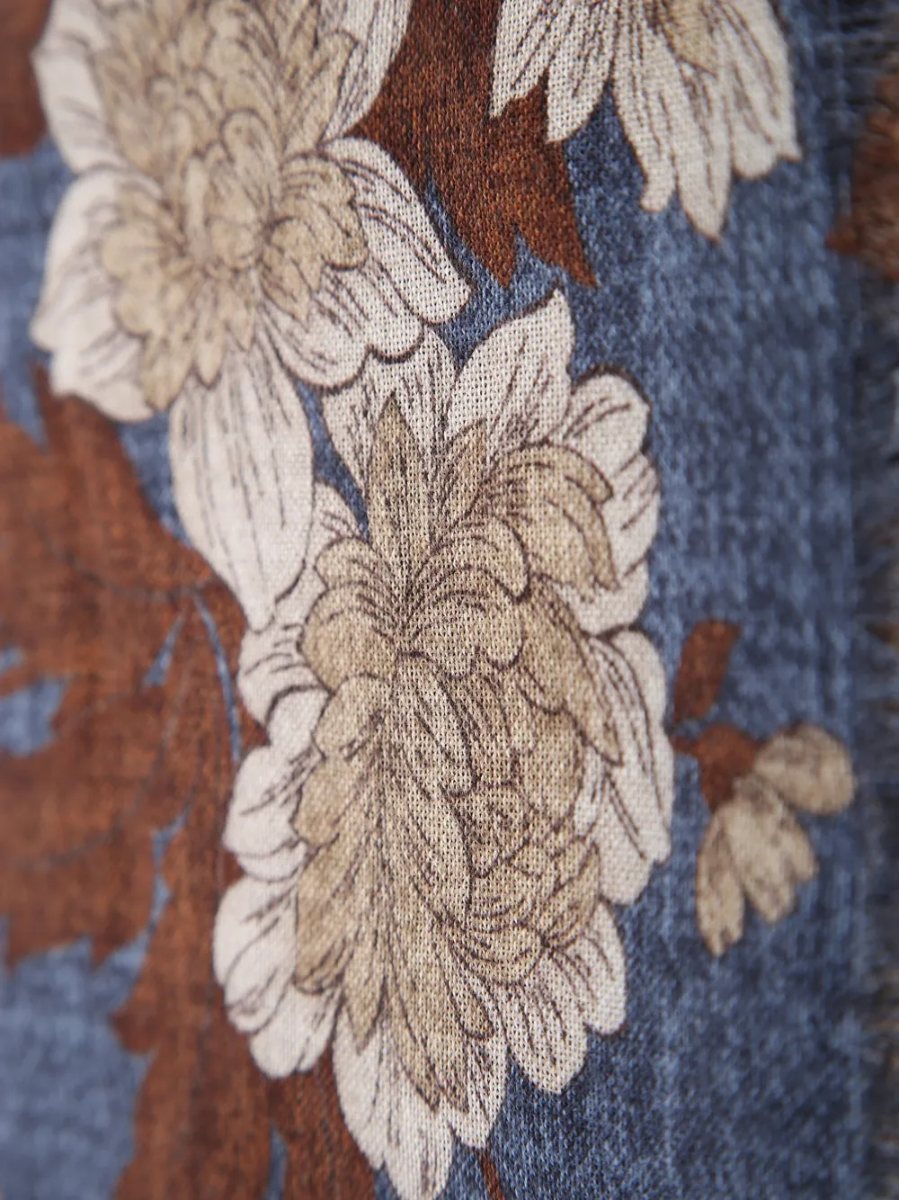 Dell'oglio floral-print frayed scarf Blauw