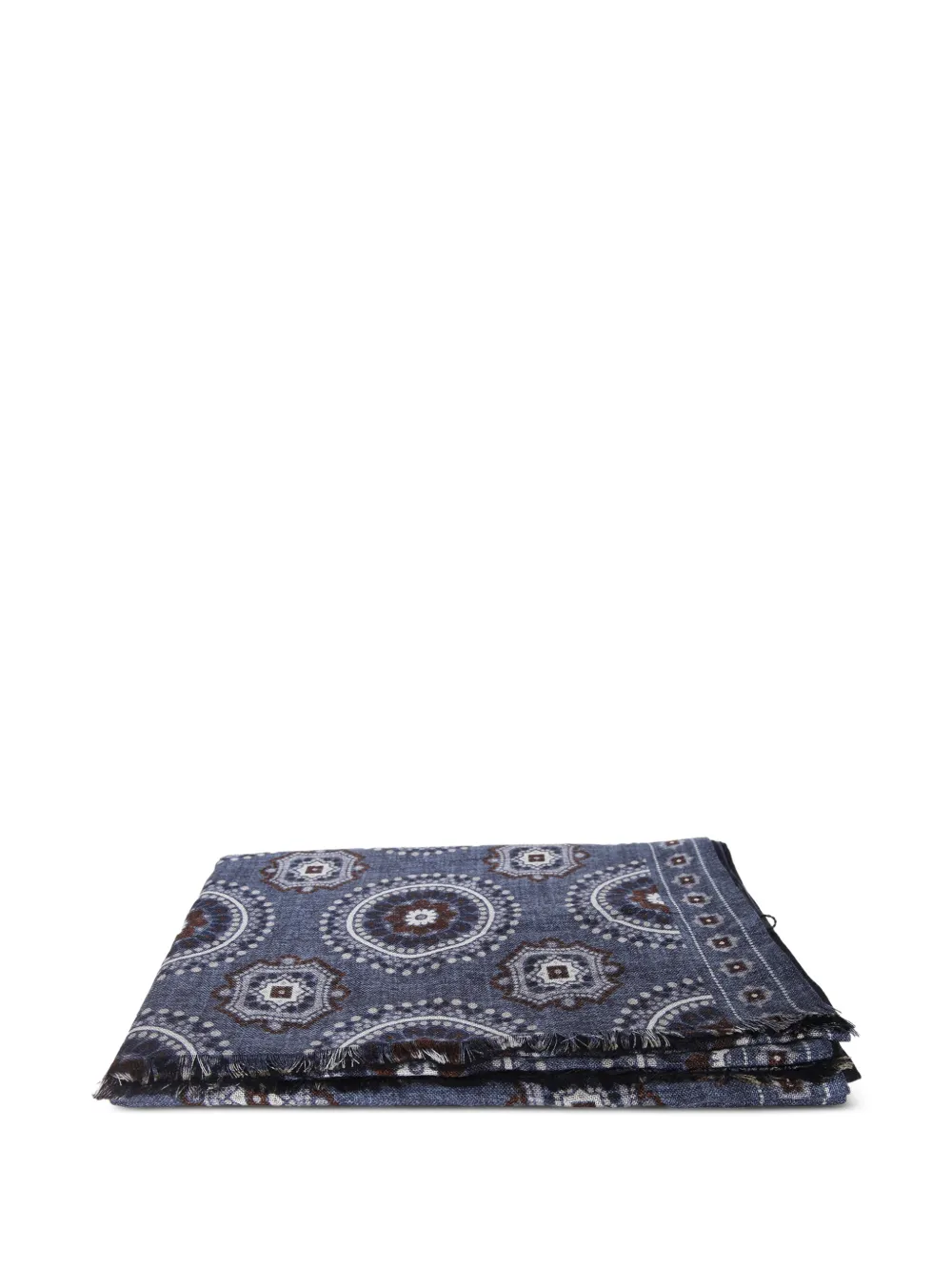 Dell'oglio geometric-print frayed scarf | Blue | Image 1