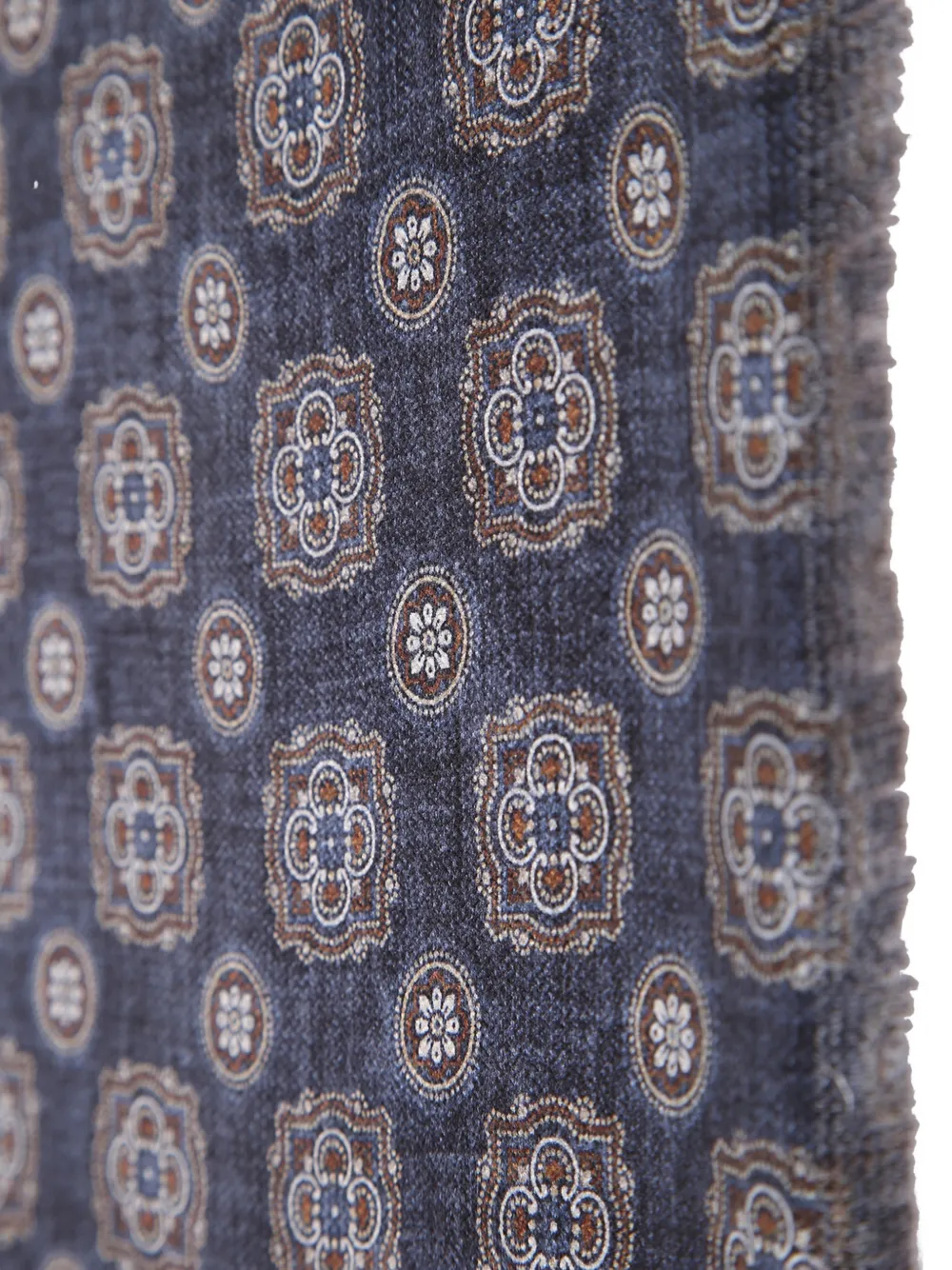 Dell'oglio geometric-print frayed scarf Blauw