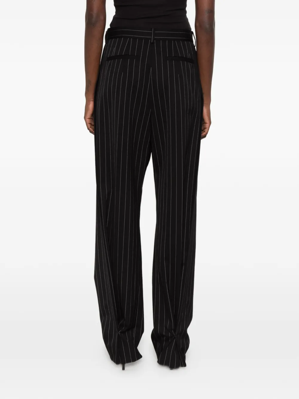 Sportmax SPSEditta pinstripe-pattern pleated trousers Zwart