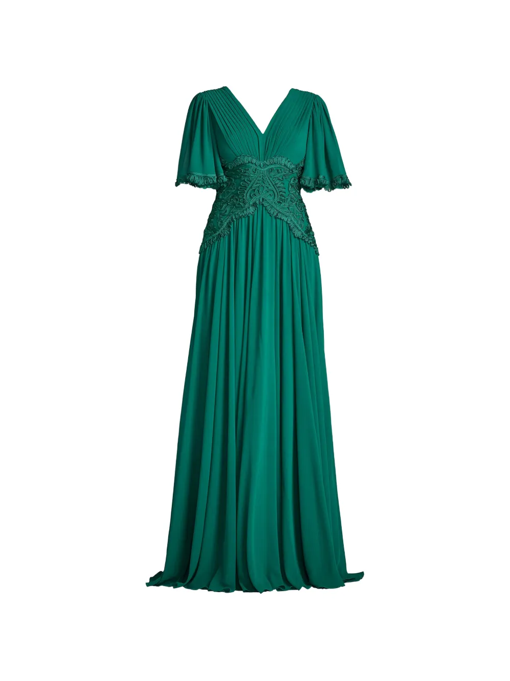 Tadashi Shoji Indira embroidered pleated gown Groen
