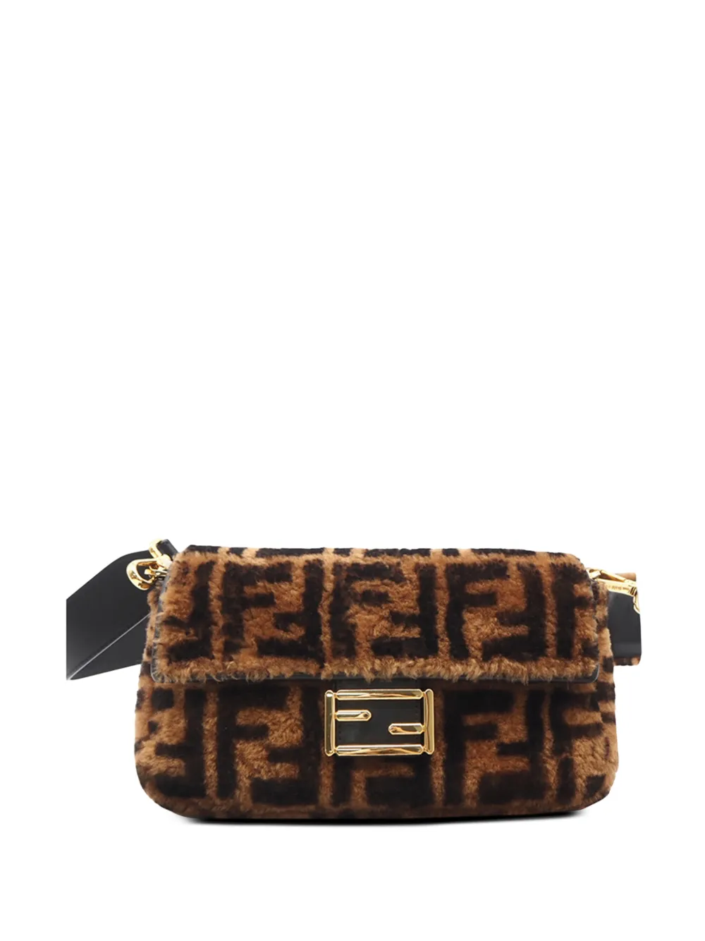 Fendi Pre-Owned 2010-2026 Medium Zucca Shearling Baguette satchel - Braun