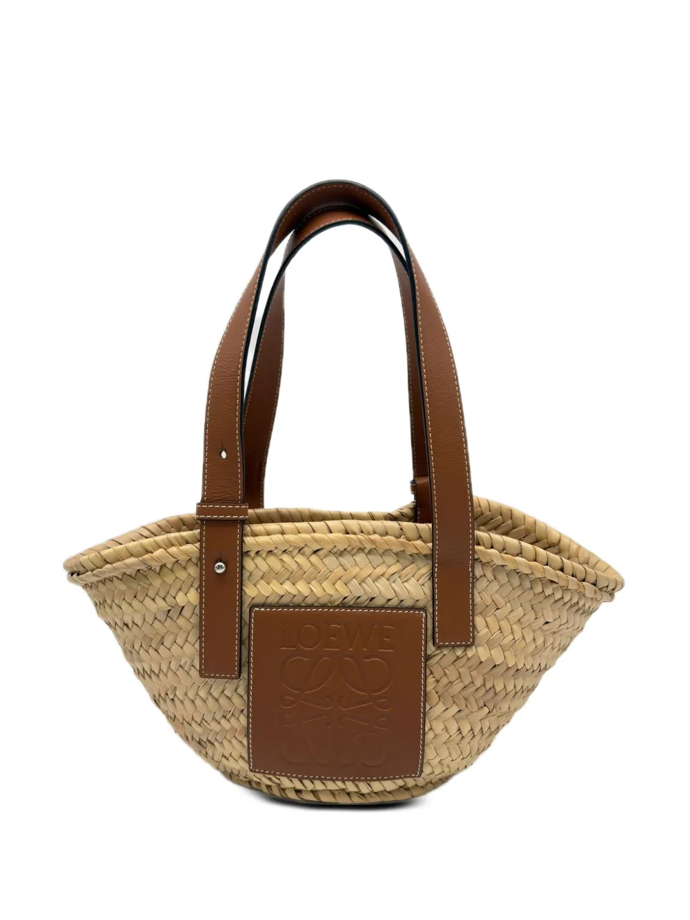Loewe Pre-Owned 2021 Small Raffia Anagram Basket tote bag - Nude