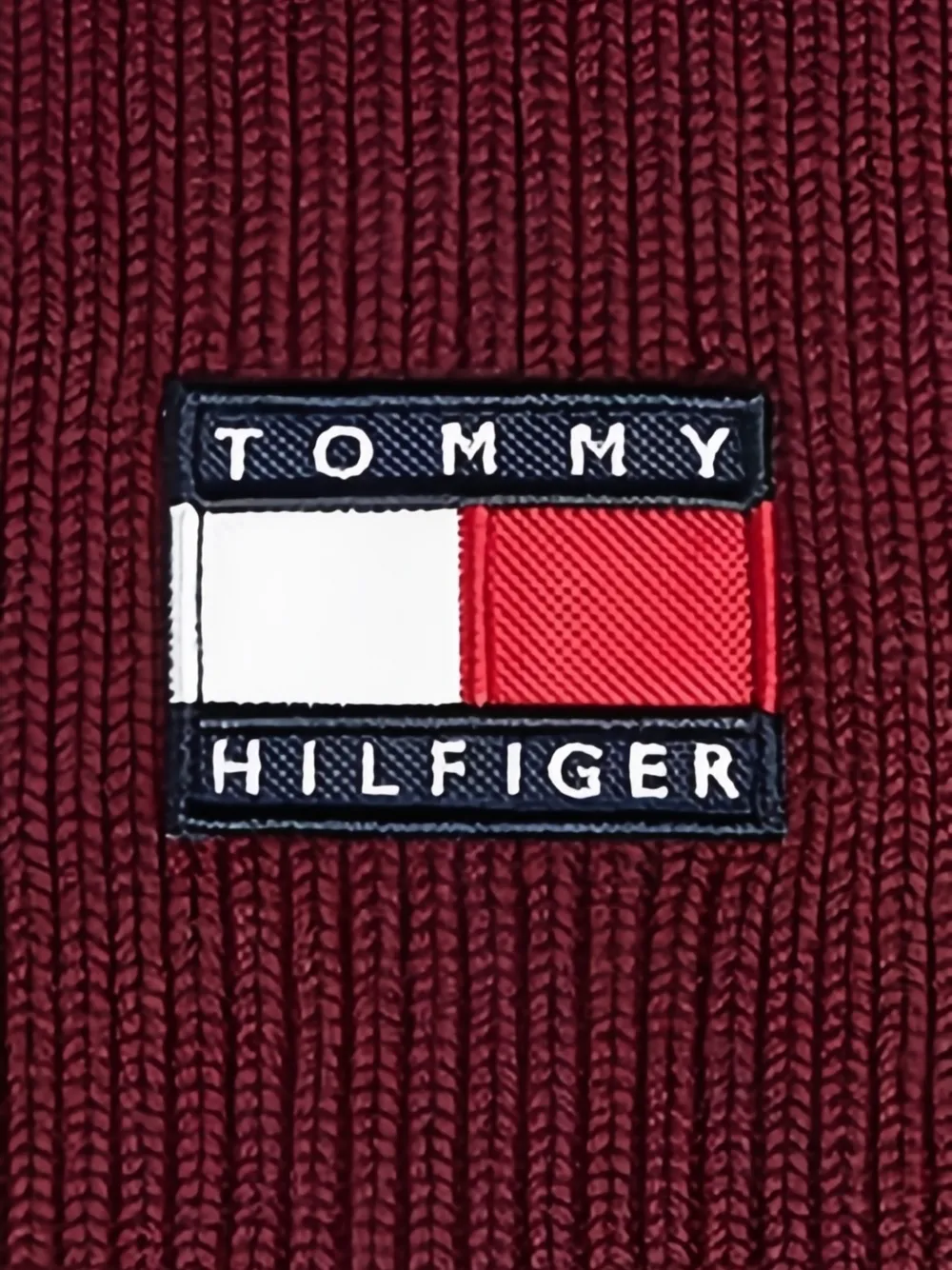 Tommy Hilfiger Junior Heritage geribbelde muts met logo-patch Rood