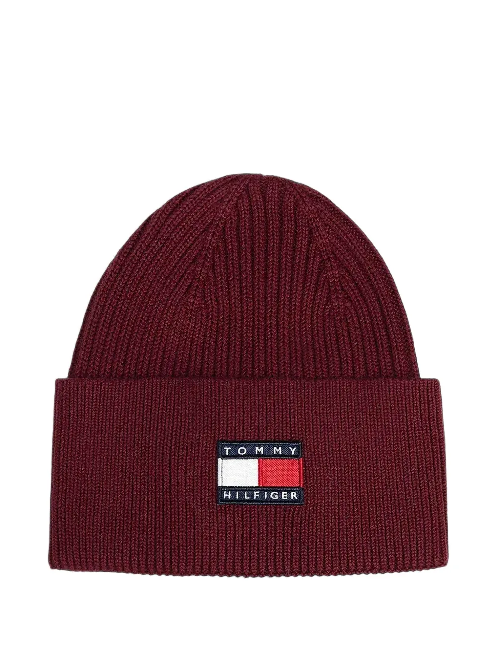 Tommy Hilfiger Junior Heritage geribbelde muts met logo-patch Rood