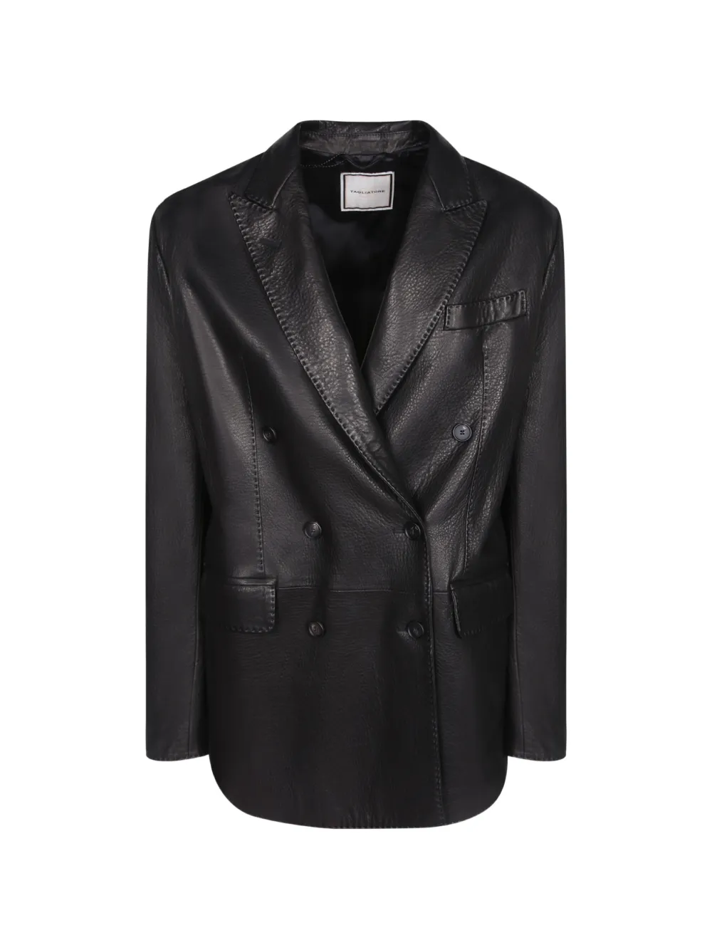 Tagliatore double-breasted leather jacket Zwart