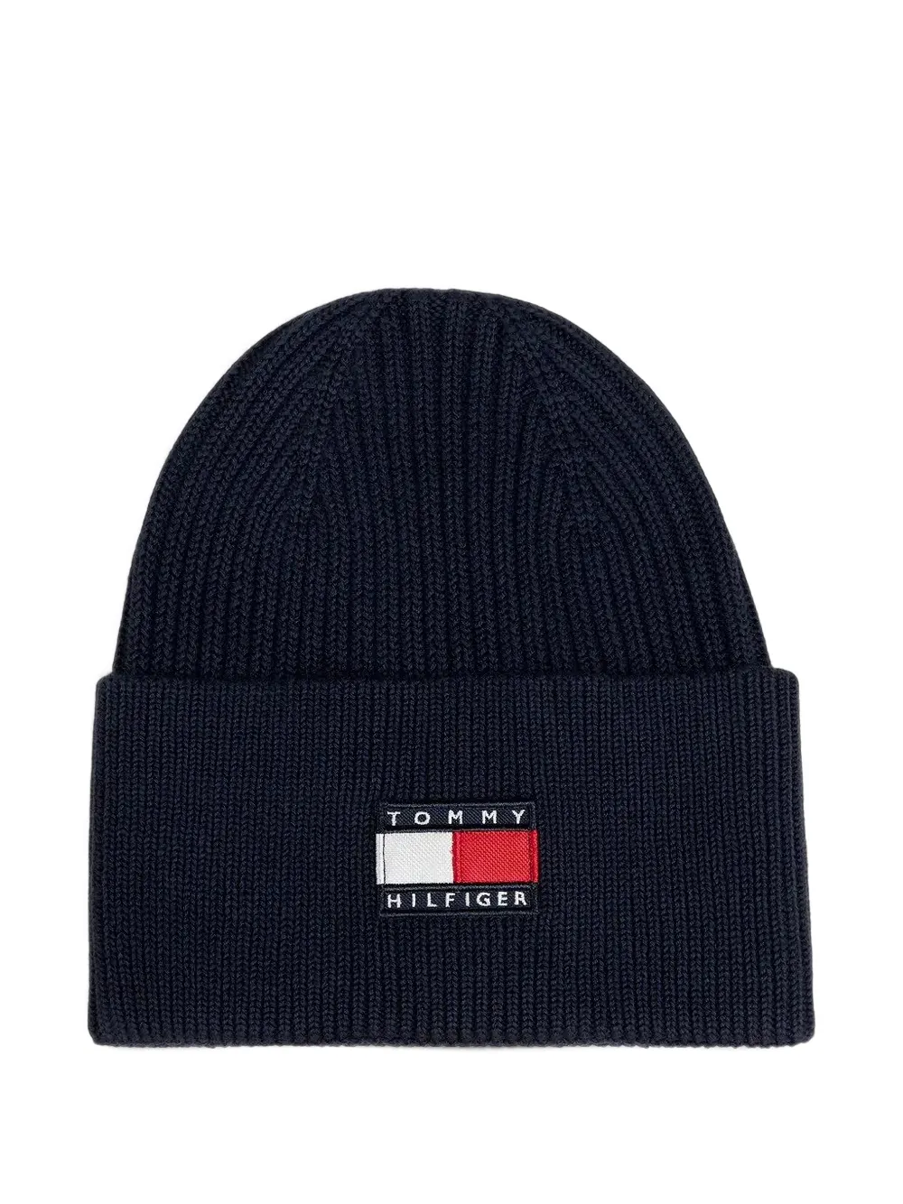 Tommy Hilfiger Junior Heritage ribgebreide muts met logo-patch Blauw
