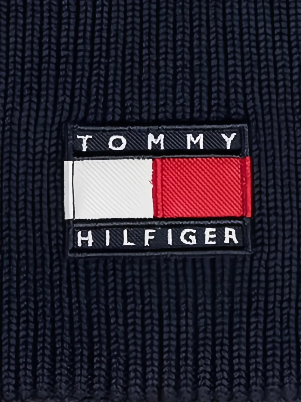 Tommy Hilfiger Junior Heritage ribgebreide muts met logo-patch Blauw