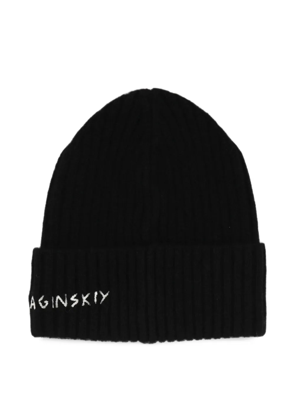 Ruslan Baginskiy logo-embroidered ribbed-knit beanie hat Zwart