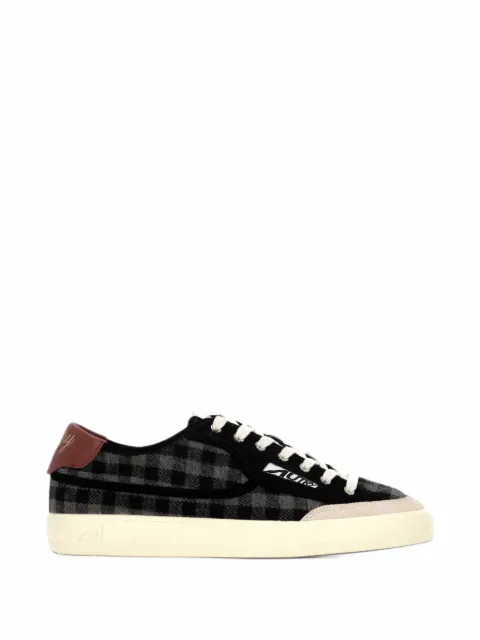 Autry Windscape low sneakers in gray black and syrah check print fabric and suede