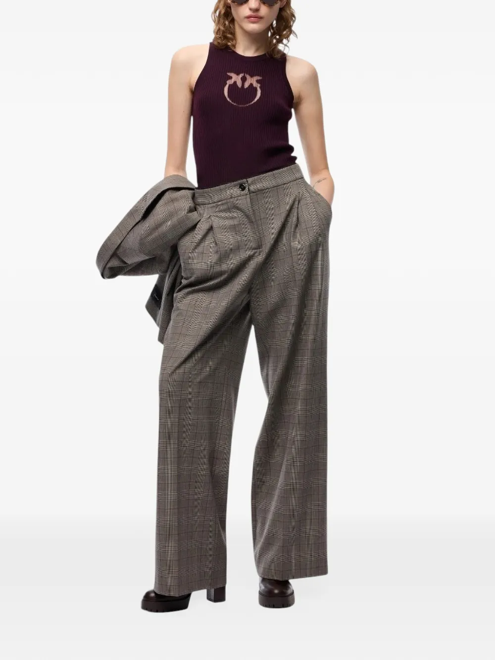 PINKO ribbed top with sheer Love Birds logo - Viola