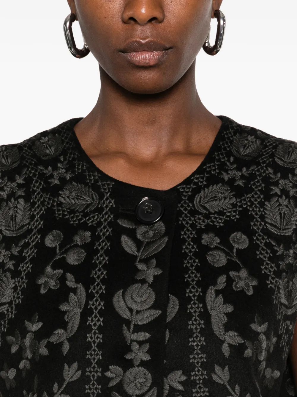 Antik Batik Bertille floral-embroidered gilet Zwart