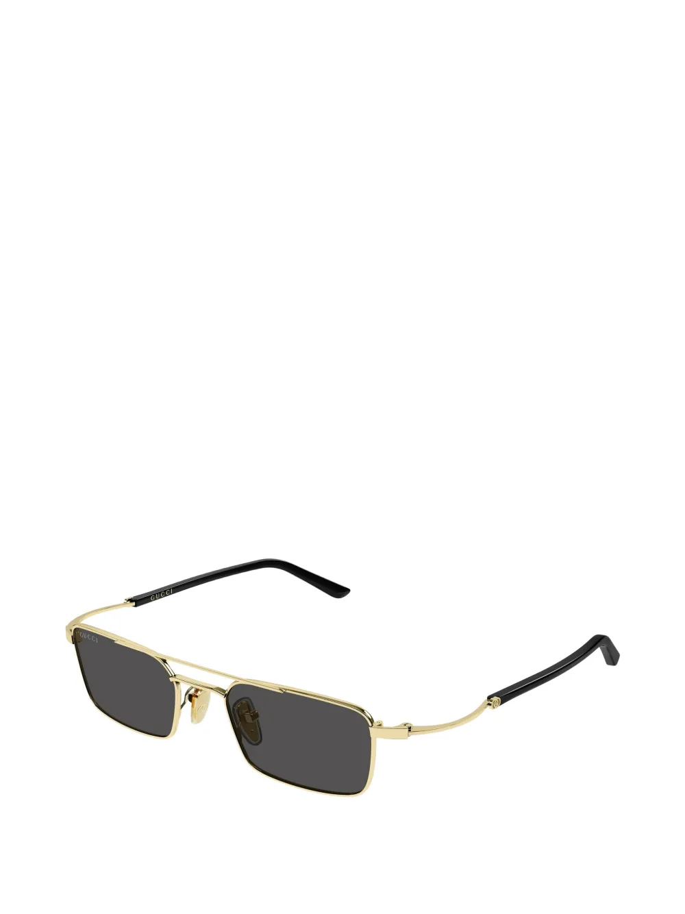 Gucci Eyewear Zonnebril met dubbele neusbrug en rechthoekig montuur Goud