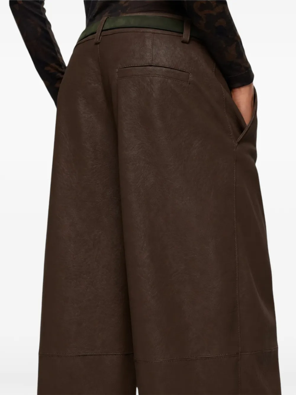 PINKO straight-fit nubuck leather-effect trousers Bruin