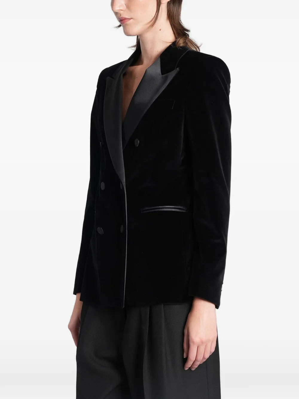 Tagliatore double-breasted velvet blazer Zwart
