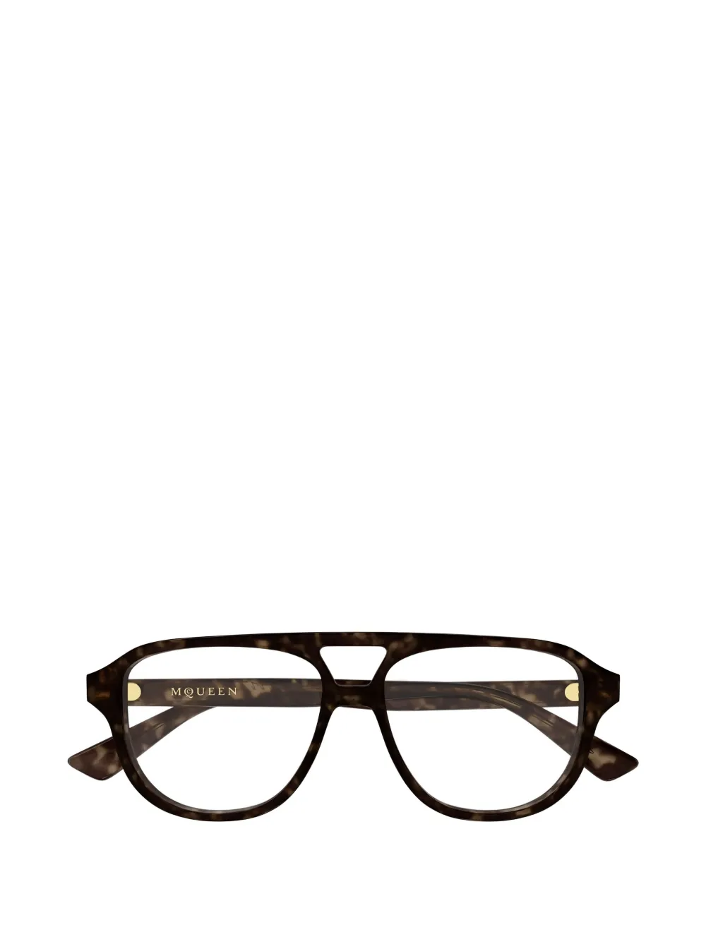 Alexander McQueen Eyewear tortoiseshell-effect pilot-frame glasses - Marrone