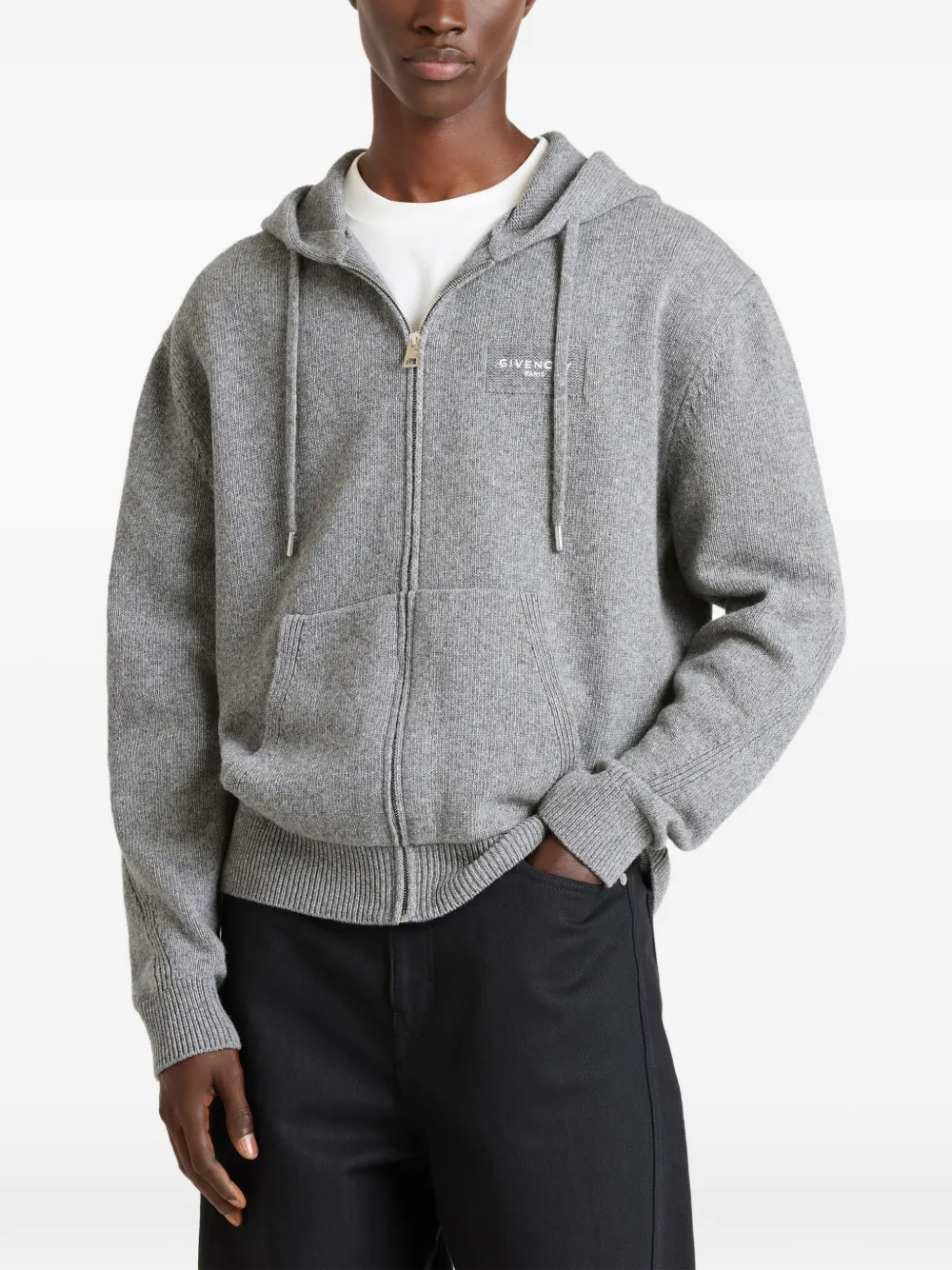 Givenchy Couture Seam hoodie van wol en kasjmier met rits Grijs