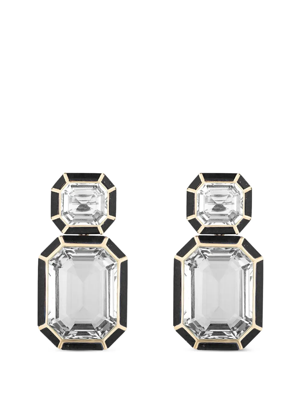 Goshwara Melange onyx and rock crystal earrings - Oro