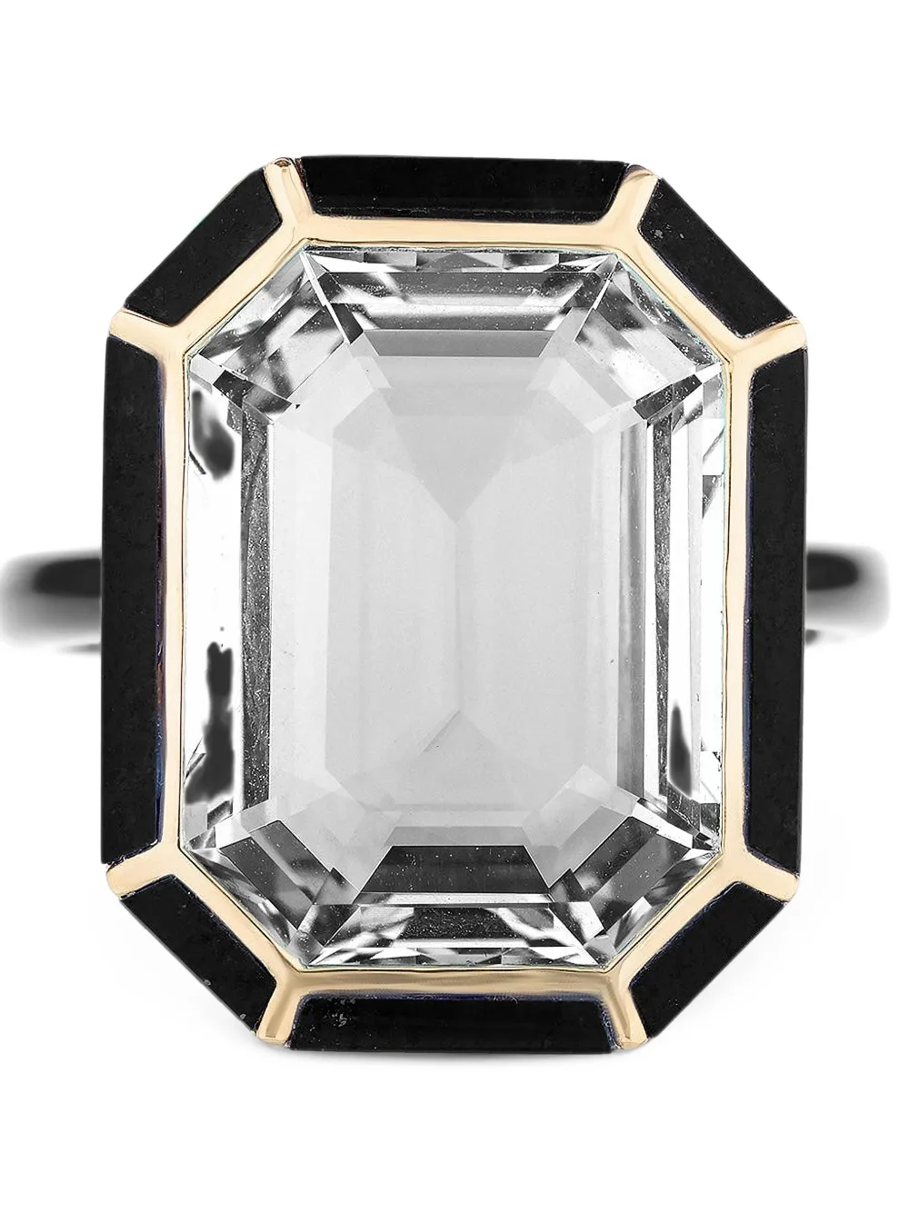 Goshwara Melange rock crystal and onyx ring - Oro