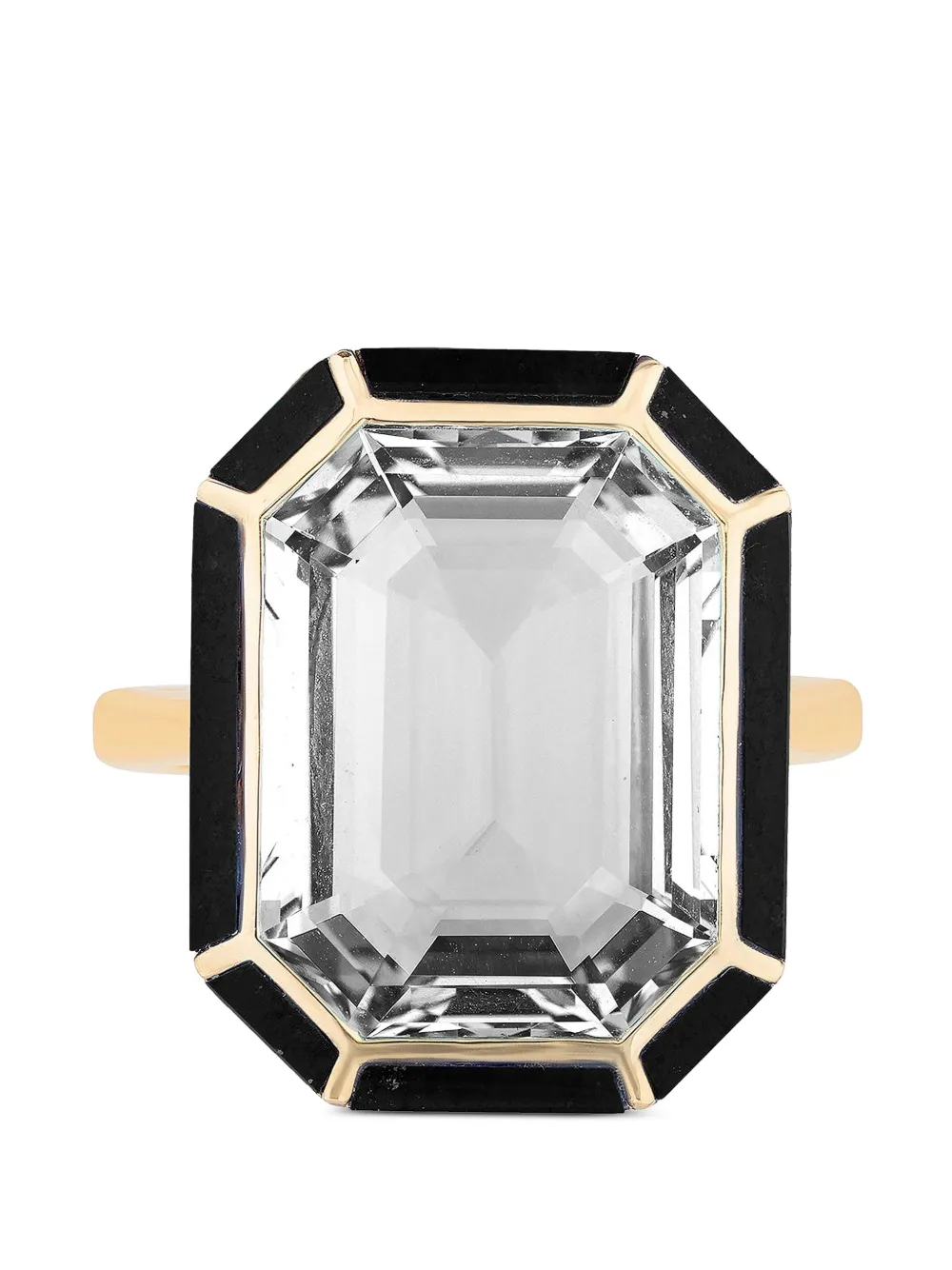 Goshwara Melange rock crystal and onyx ring - Oro