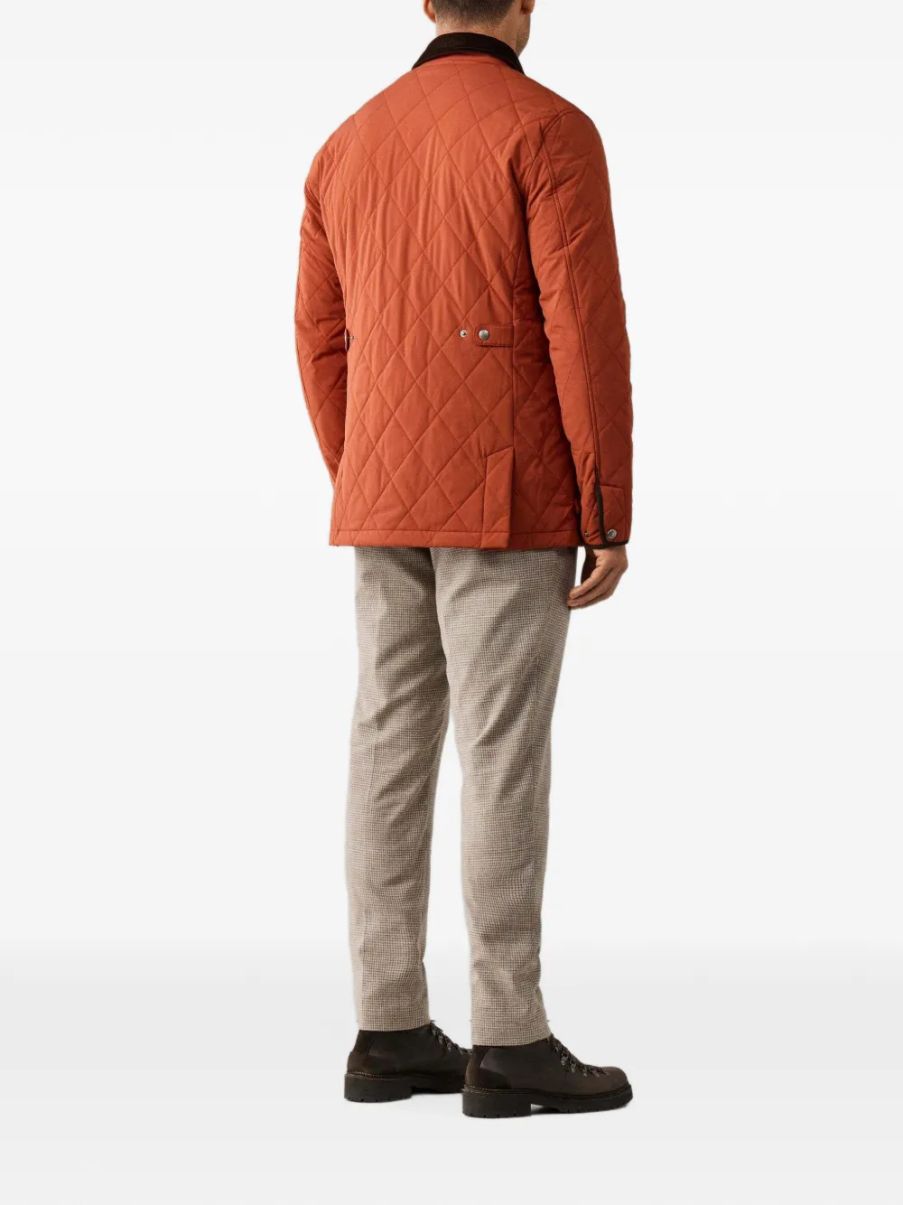 Hackett London Gewatteerd jack met ruitvormig stiksel Oranje