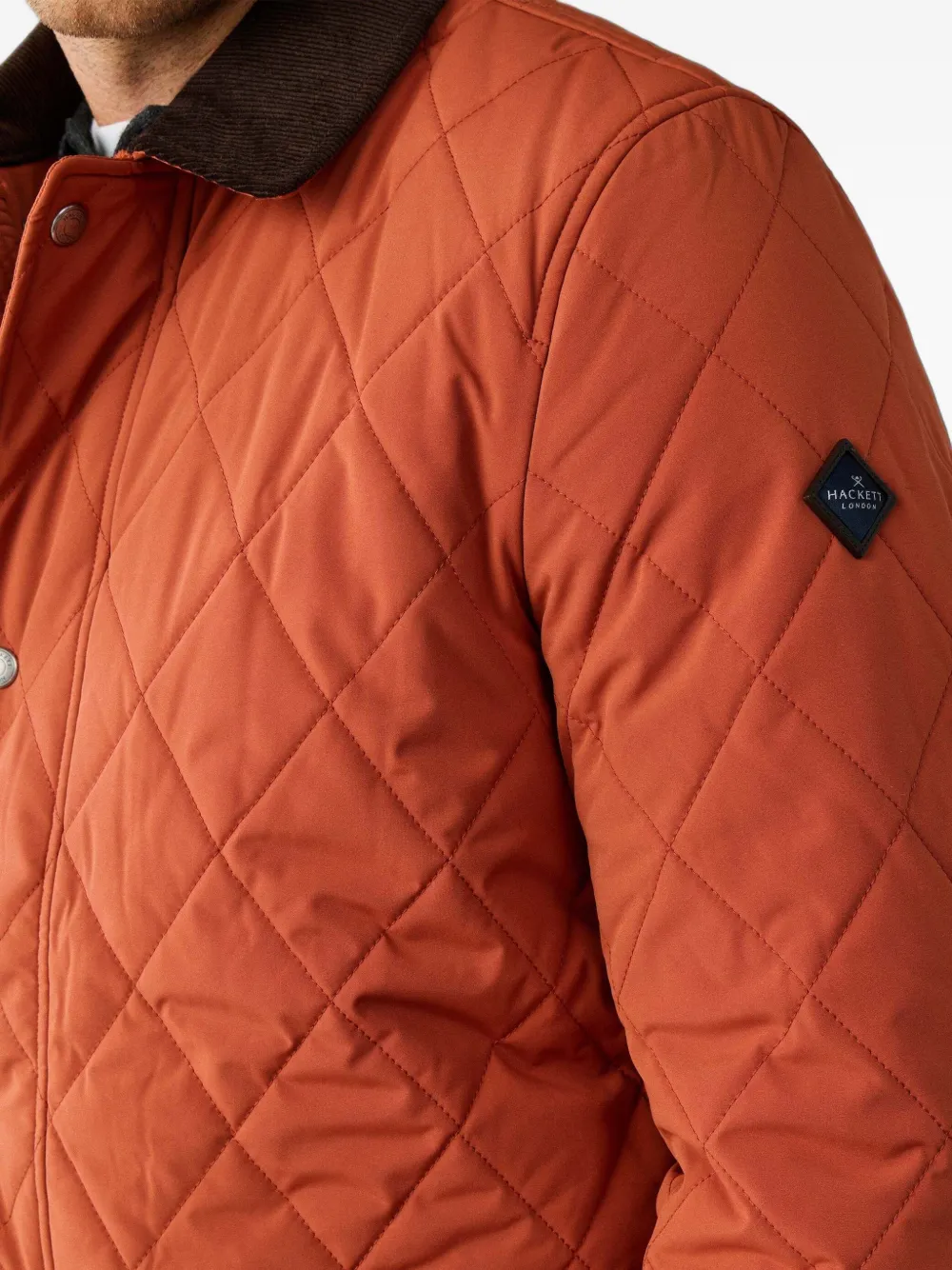 Hackett London Gewatteerd jack met ruitvormig stiksel Oranje