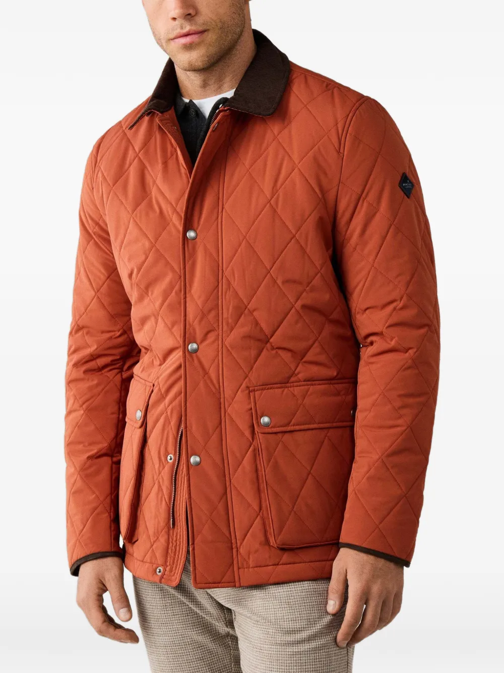 Hackett London Gewatteerd jack met ruitvormig stiksel Oranje