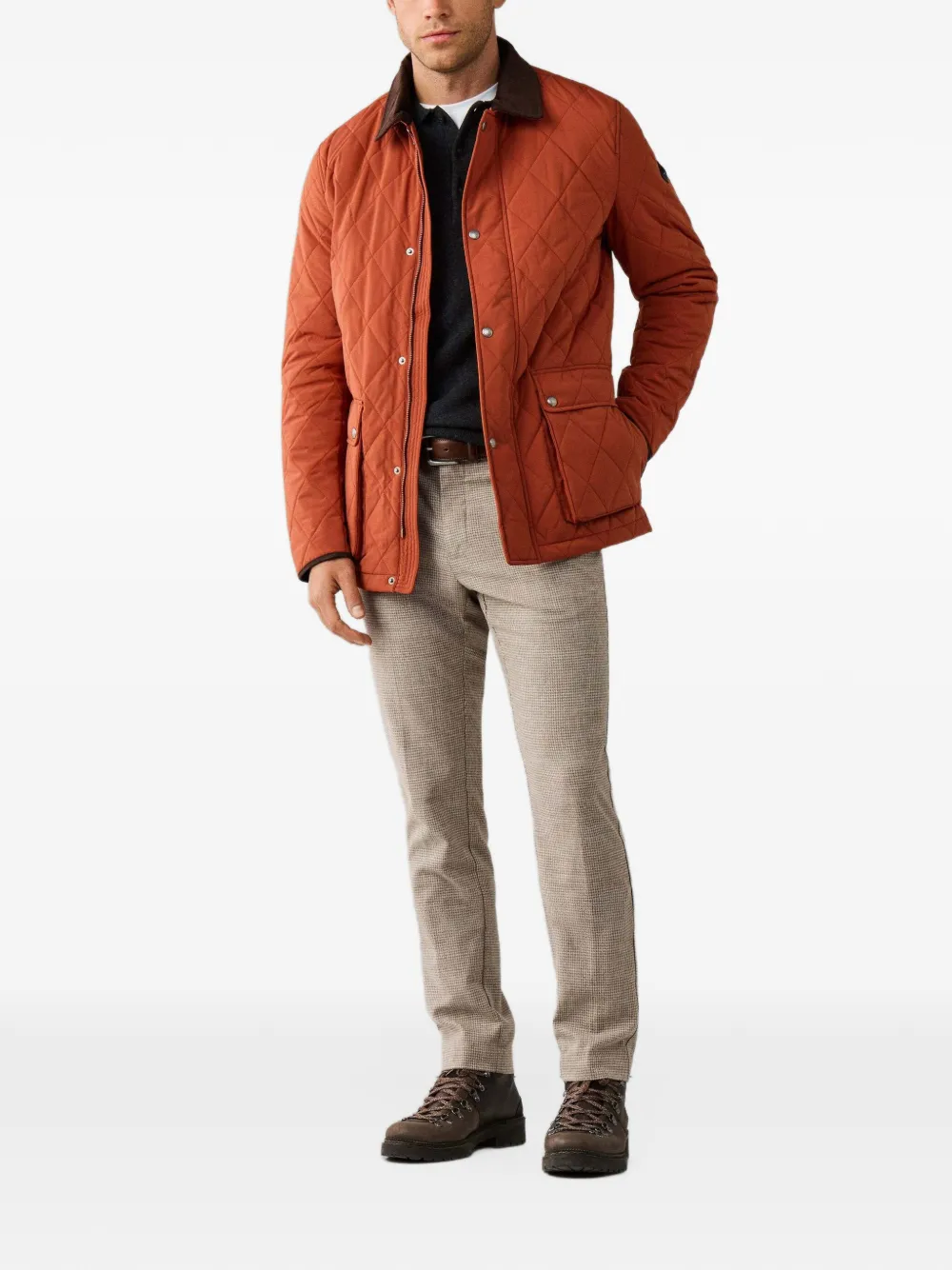 Hackett London Gewatteerd jack met ruitvormig stiksel Oranje
