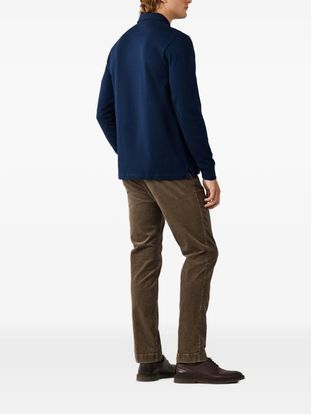 Hackett London embroidered long-sleeve polo shirt Blauw