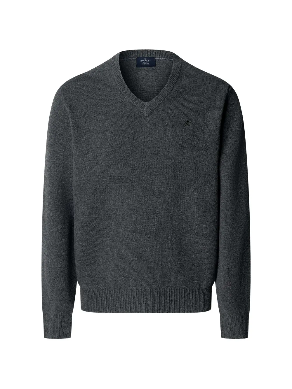 Hackett London V-neck Lambswool Sweater In Gray