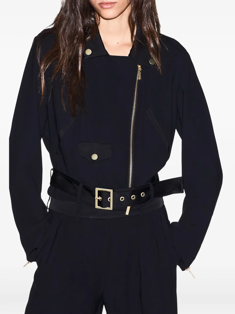 Armani Exchange Cropped bikerjack Zwart