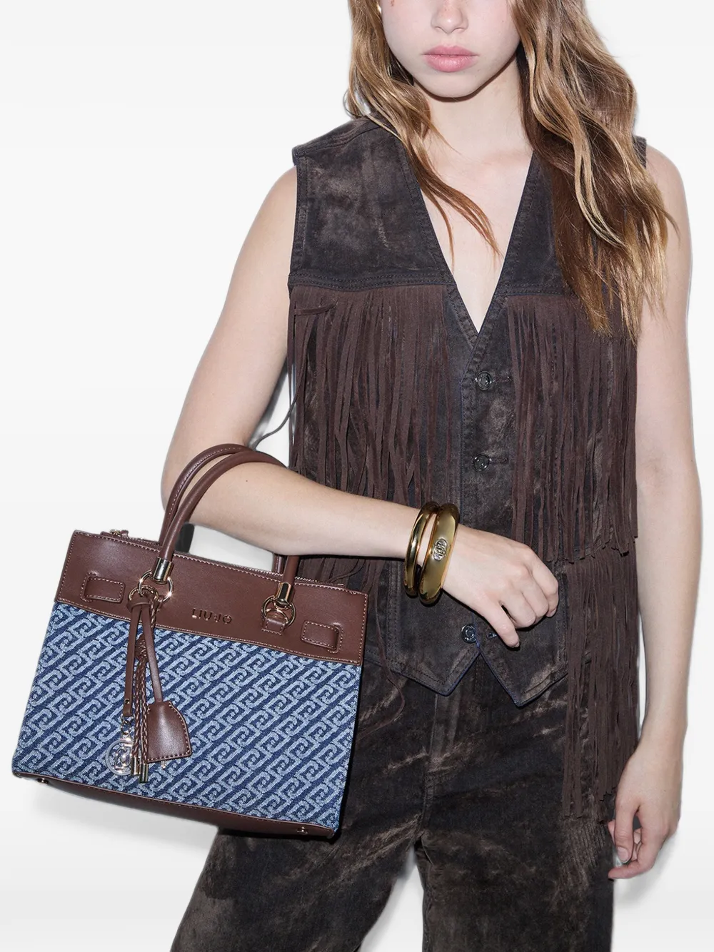 LIU JO small satchel bag denim-effect Blauw