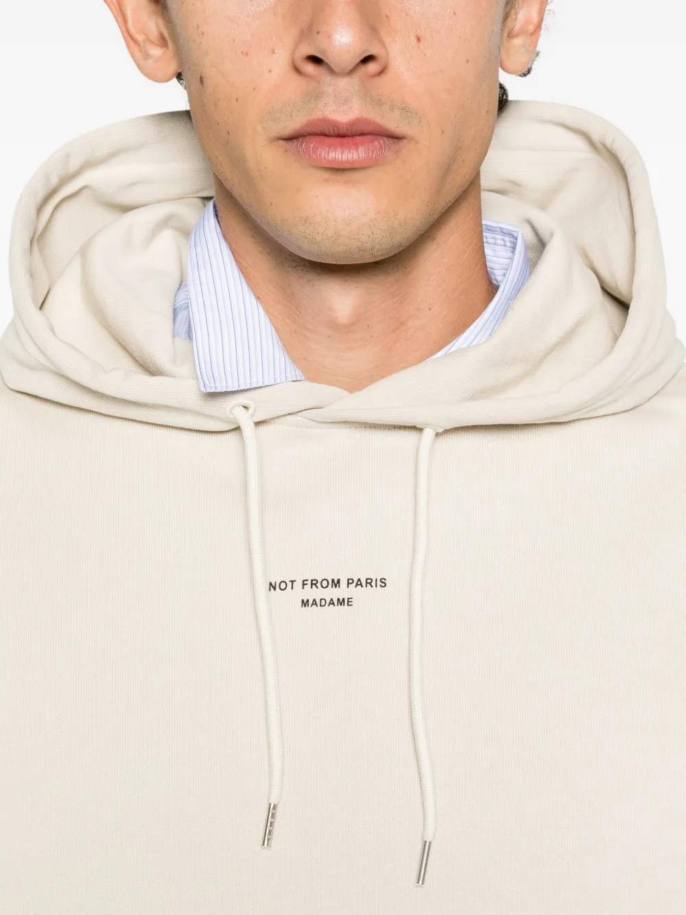 Drôle De Monsieur Le Hoodie slogan-print drawstring hoodie Beige