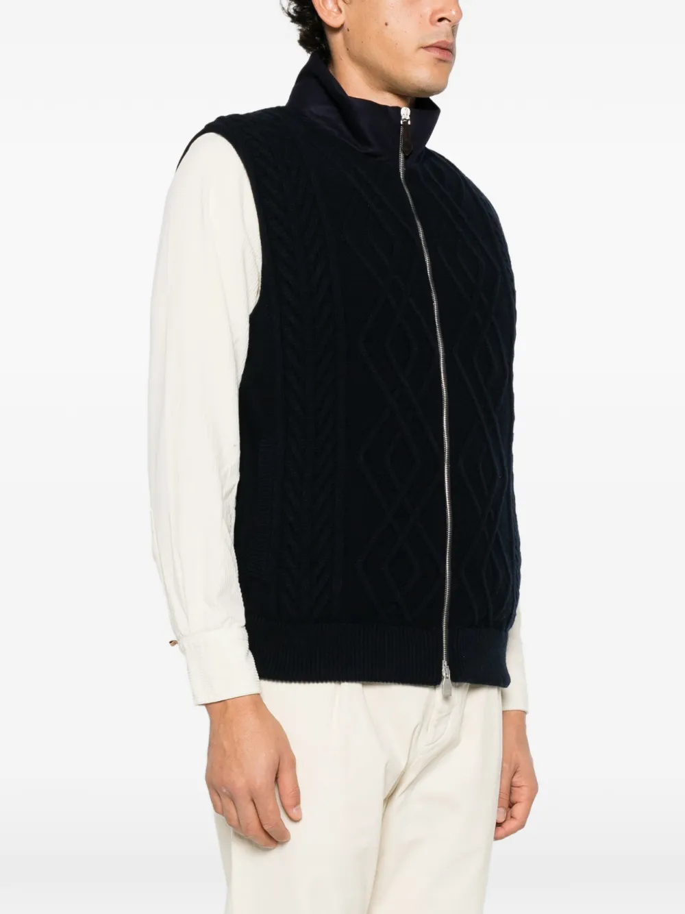 Jacob Cohën cable-knit padded gilet Blauw