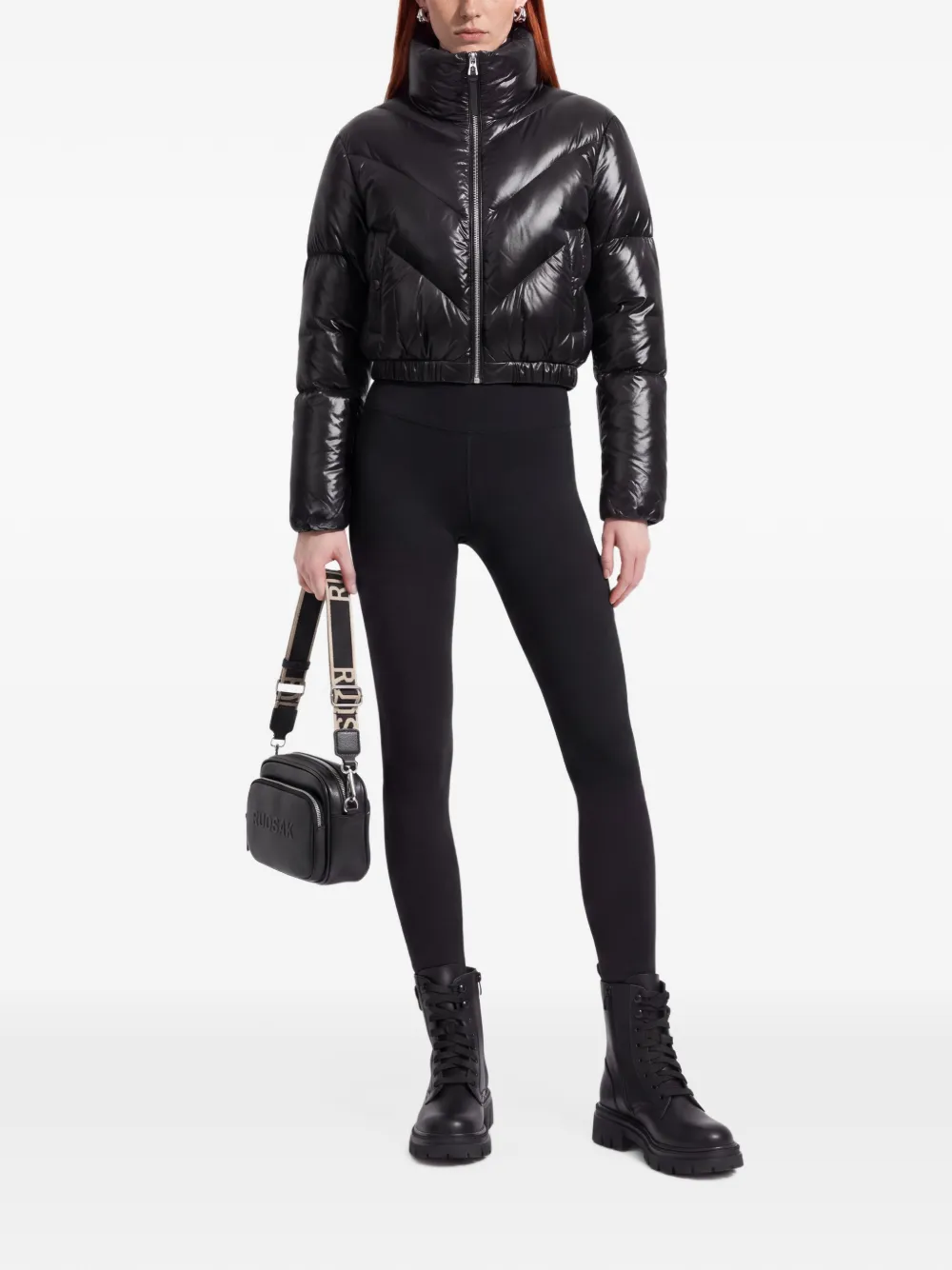 RUDSAK Anslie C chevron-quilted puffer jacket Zwart