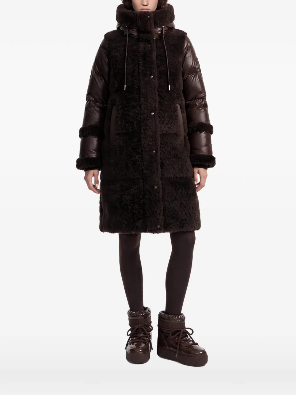 RUDSAK Shelley mixed-media quilted coat - Brown