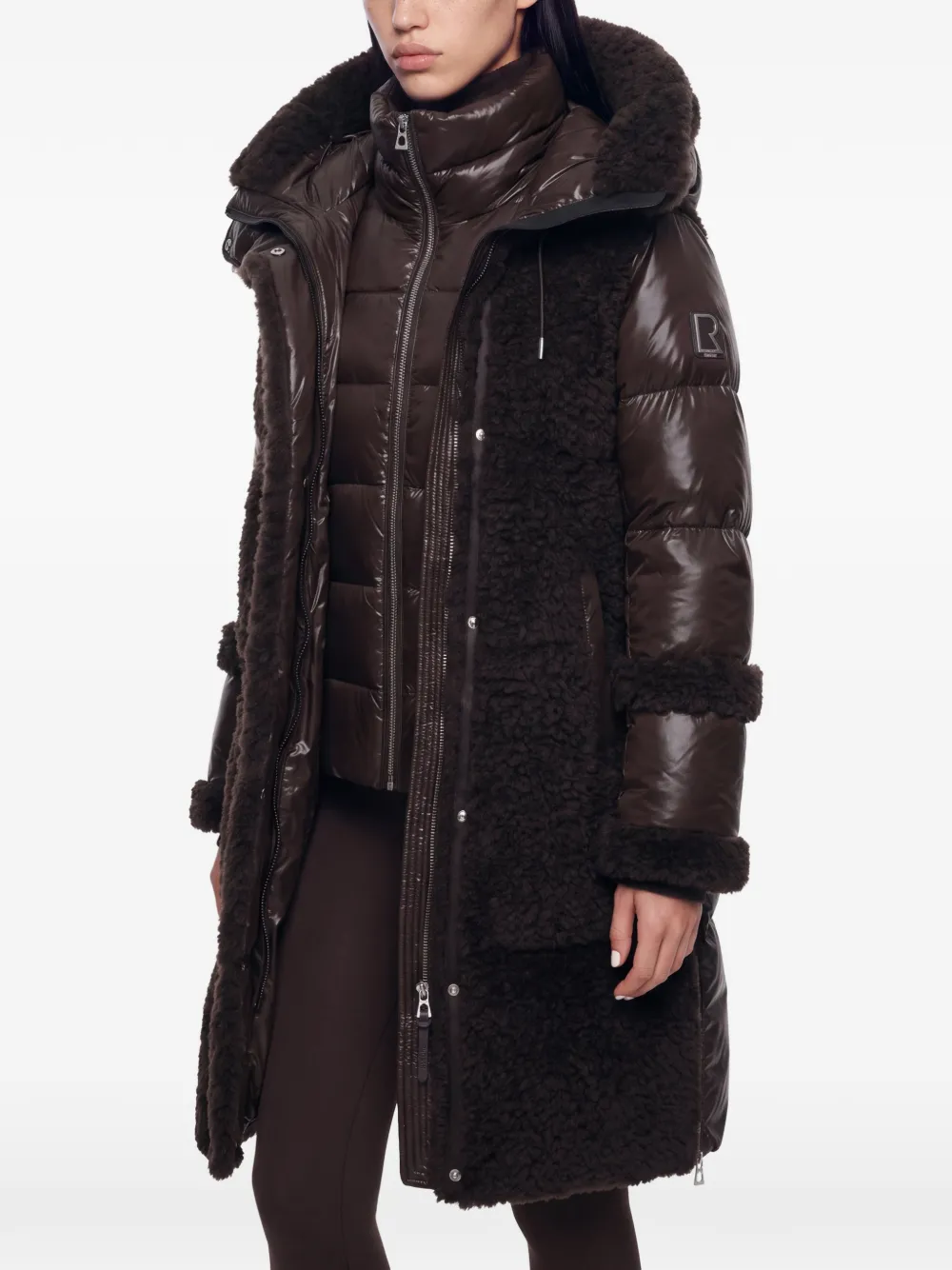 RUDSAK Shelley mixed-media quilted coat Bruin