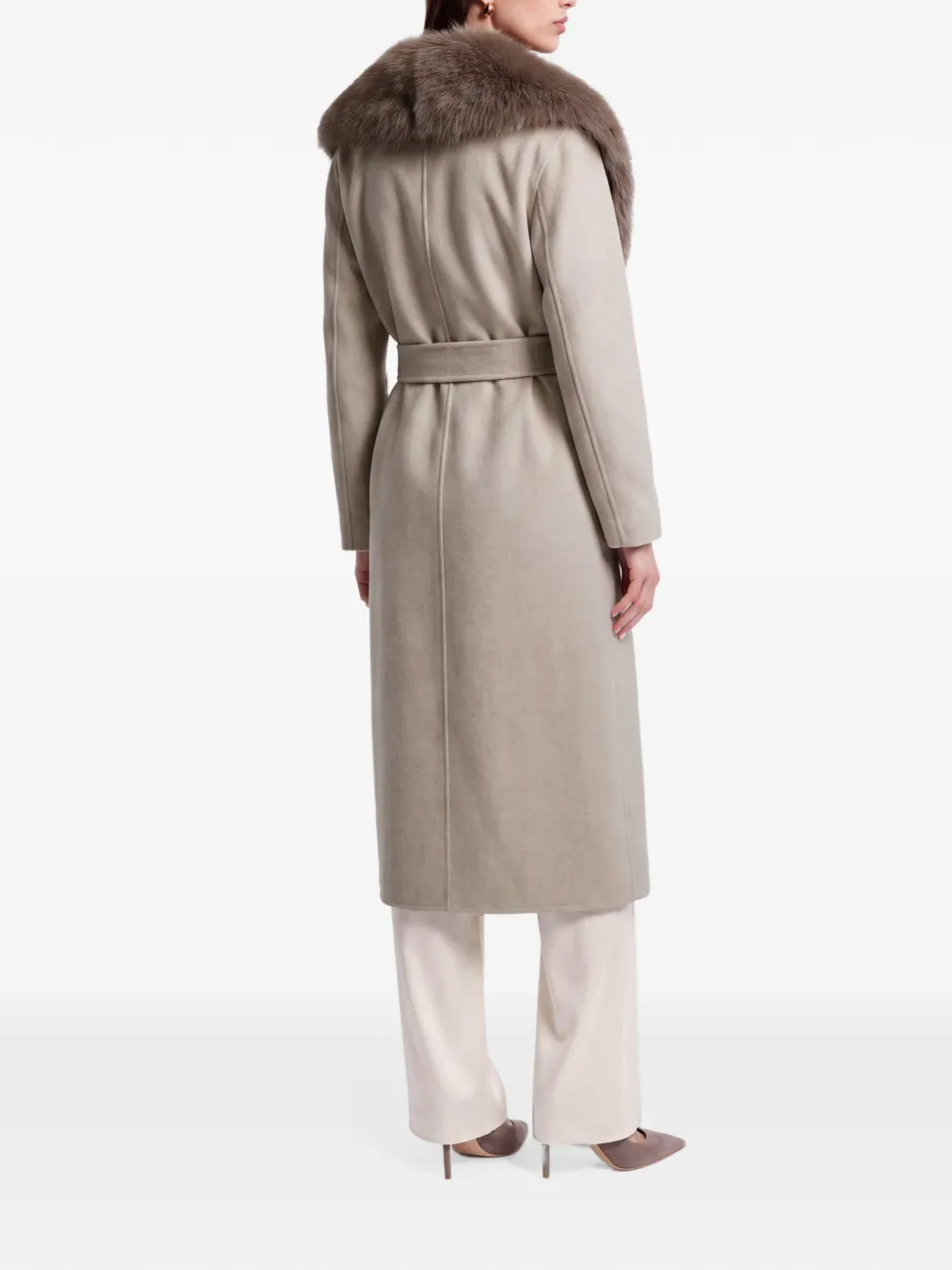 RUDSAK Cindy faux-fur collar belted coat Beige