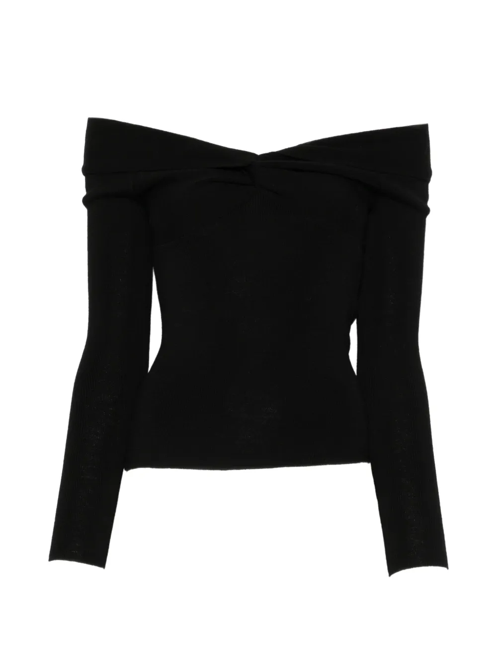 IVORY PARIS Cleo twisted-front sweater Zwart