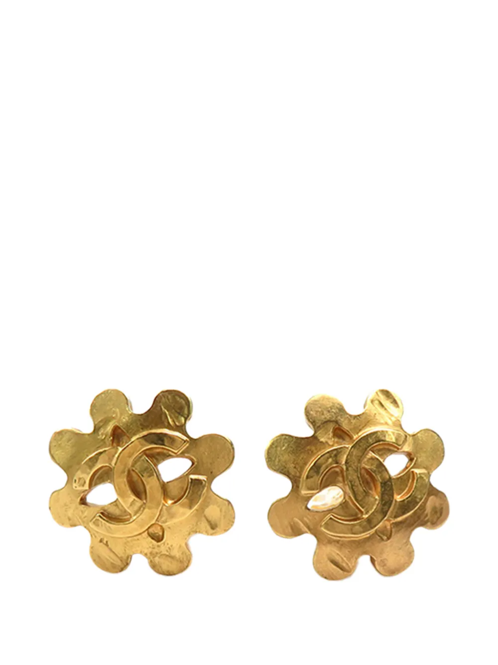 CHANEL Pre-Owned 1994 CC Gold Plated Flower Clip On Earrings costume earrings