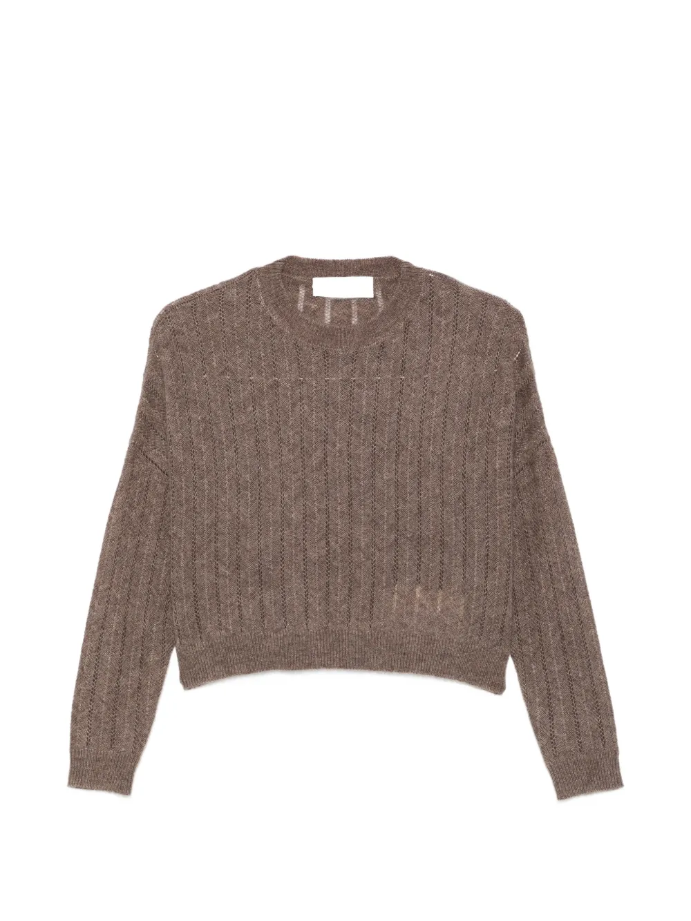 IVORY PARIS Monica pointelle-knit cropped sweater - Marrone