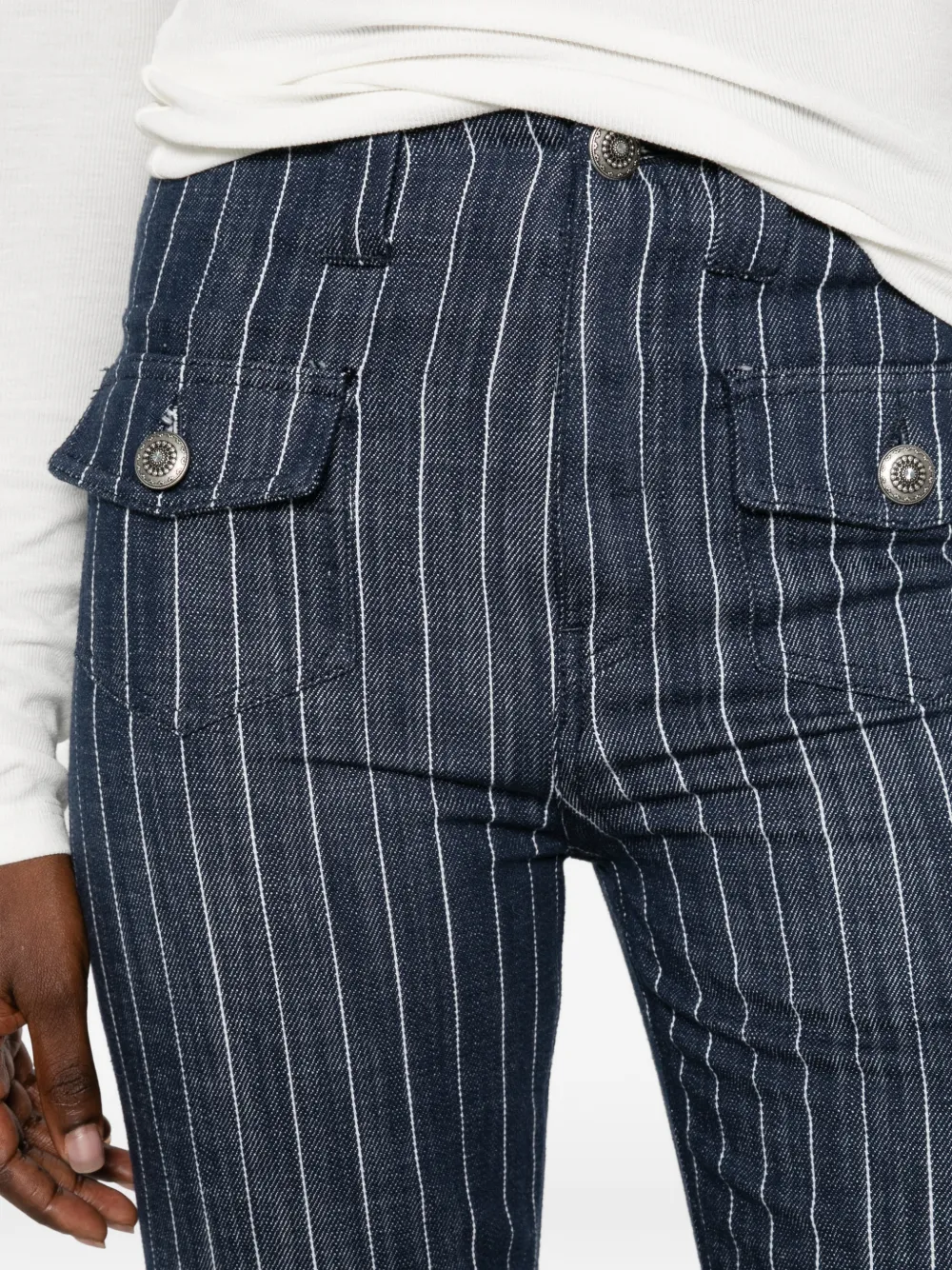 DONDUP pinstripe-pattern button-flap trousers Blauw
