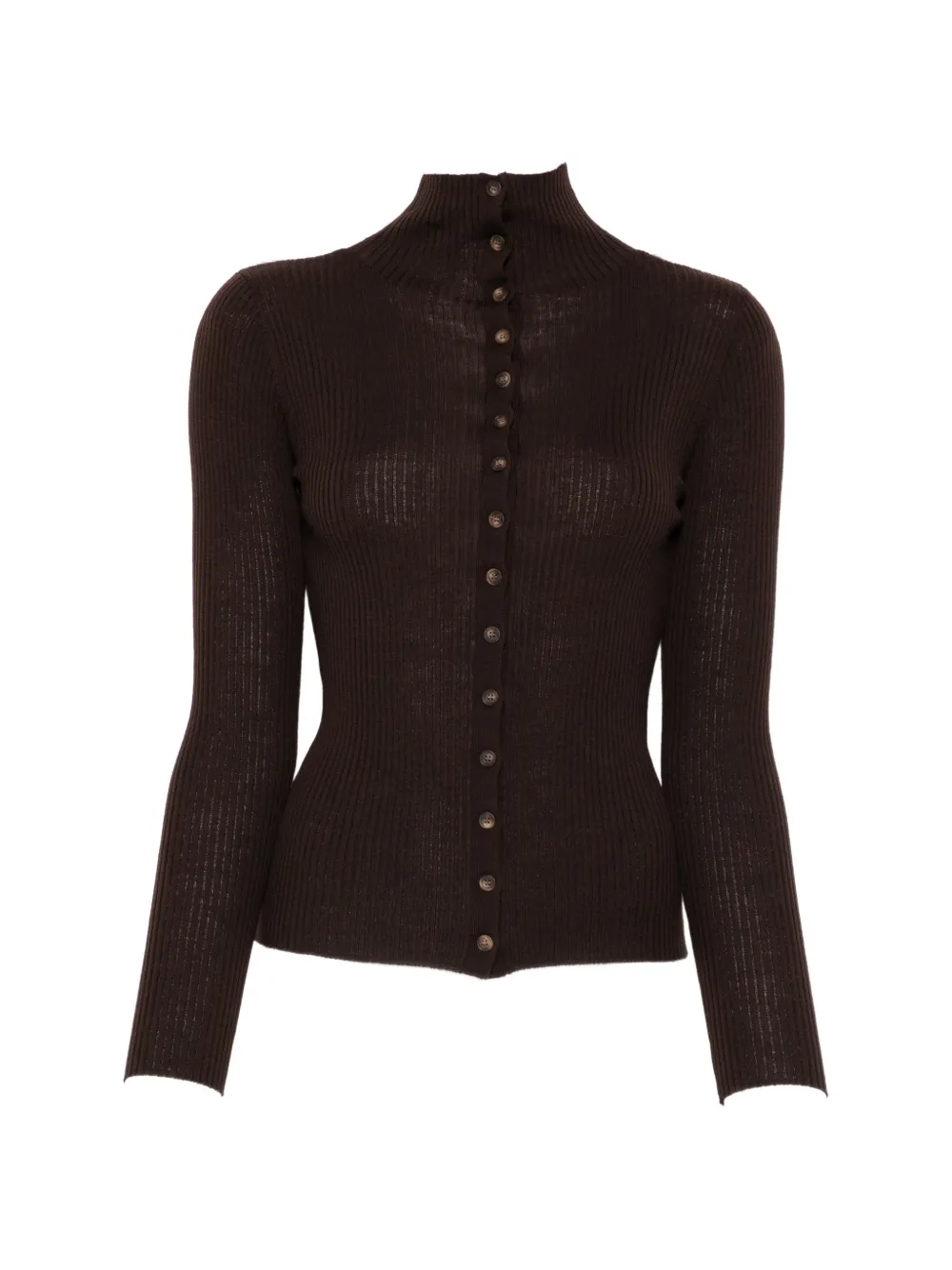 IVORY PARIS Gia ribbed-knit cardigan - Marrone