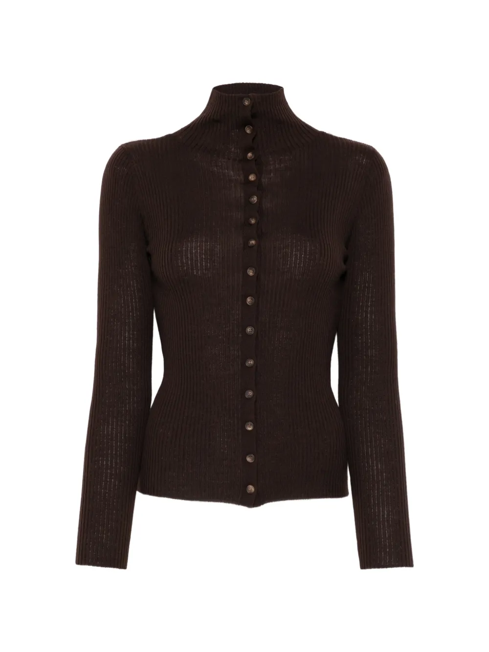 IVORY PARIS Gia ribbed-knit cardigan - Marrone