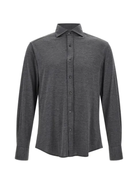 Brunello Cucinelli silk and cotton lightweight jersey shirt with spead collar