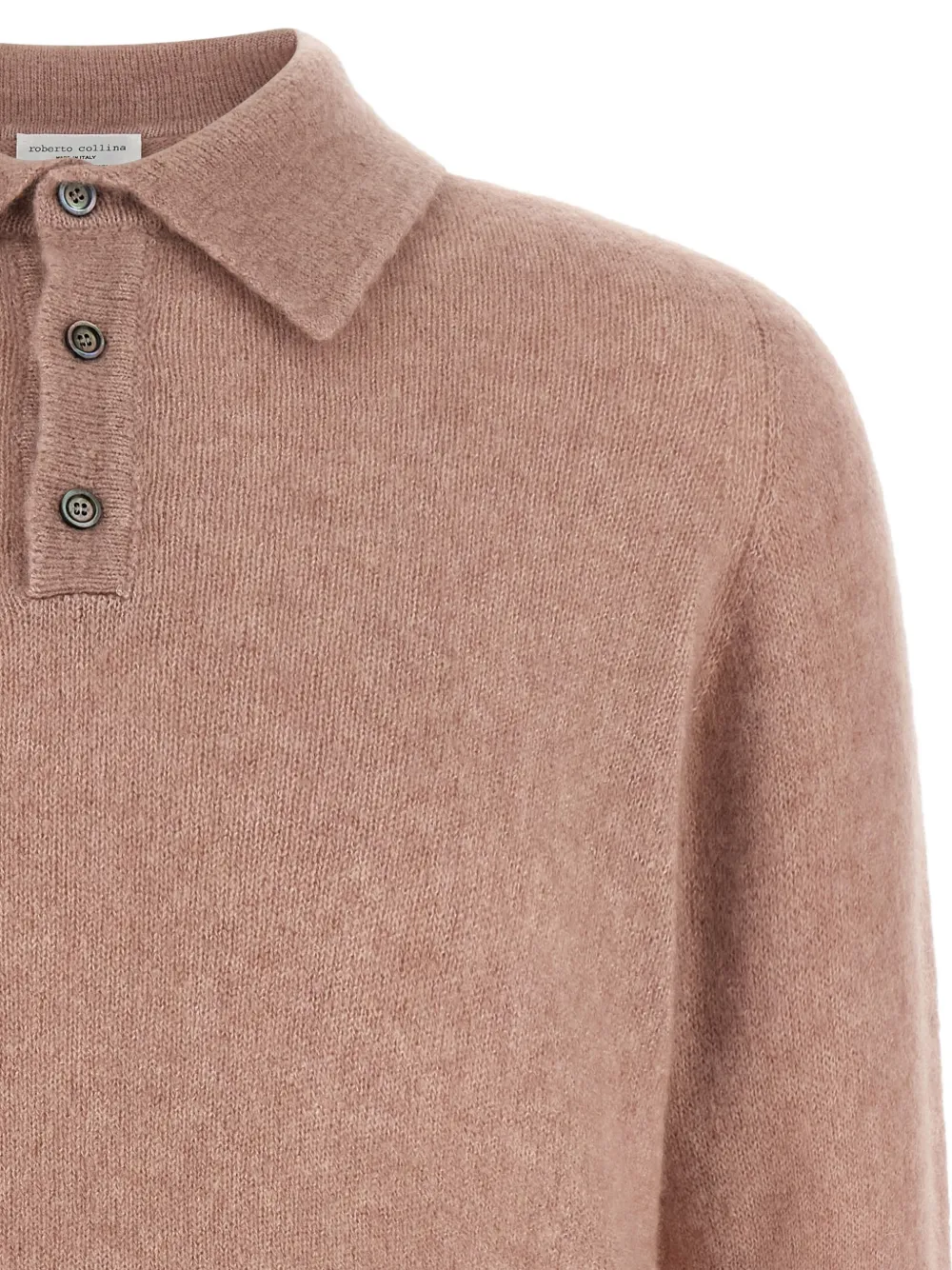 Roberto Collina brushed long-sleeved polo shirt Roze