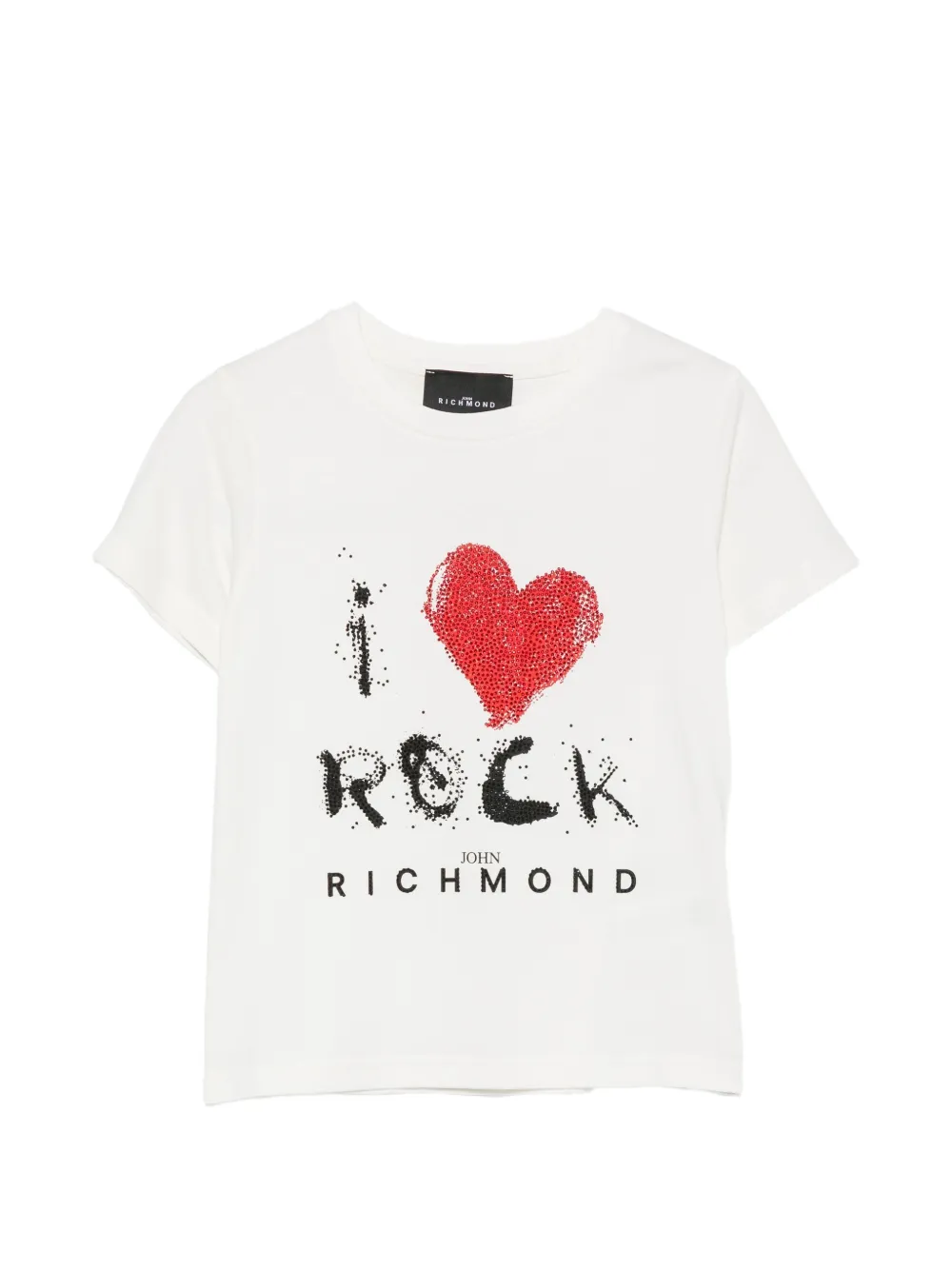 John Richmond Junior sequin-embellished logo-print T-shirt - Bianco